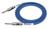 Kirlin Fabric Coated Blue Guitar Lead 20ft 6m Straight to Straight