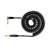 Kirlin Premium Coiled Black Guitar Lead 30ft 9m Straight to Angled