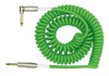 Kirlin Premium Coiled Green Guitar Lead 30ft 9m Straight to Angled