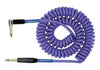 Kirlin Premium Coiled Purple Guitar Lead 30ft 9m Straight to Angled