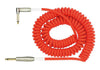 Kirlin Premium Coiled Red Guitar Lead 30ft 9m Straight to Angled