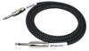 Kirlin Fabric Coated Black Guitar Lead 20ft 6m Straight to Straight