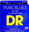 DR Pure Blues Pure Nickel Round Core Electric Guitar Strings 10-52